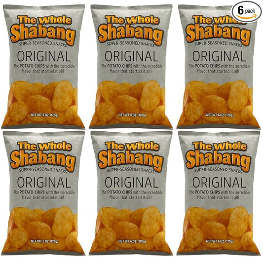 The Whole Shabang Chips by Moon Lodge – Original Flavor Potato Chips Variety Pack – Rippled Savory Snacks for Adults – Gluten Free Food Snack Pack (6 oz Bags, 6 Pack)