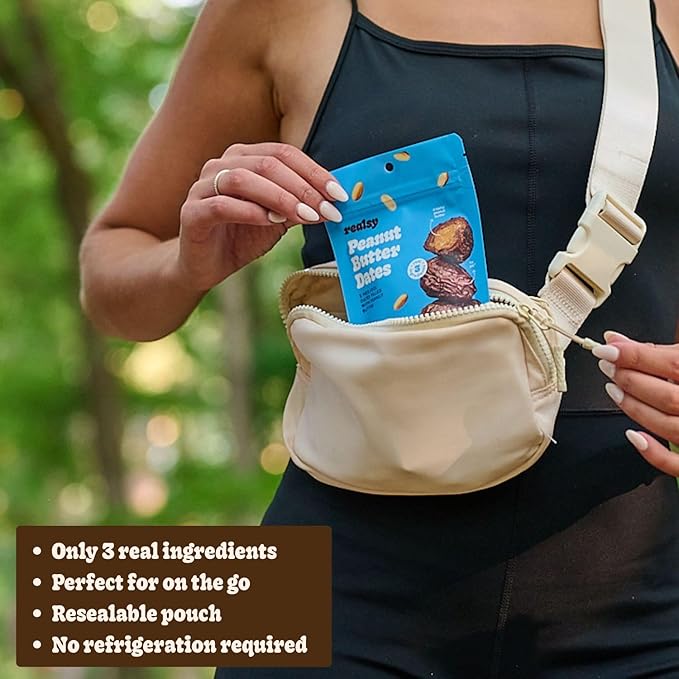 Realsy Peanut Butter Stuffed Medjool Dates, Organic Dates with No Sugar Added, Gluten-Free, Vegan, Good Source of Fiber, Low Glycemic Index, All Natural Healthy Snack, (10 Pack)