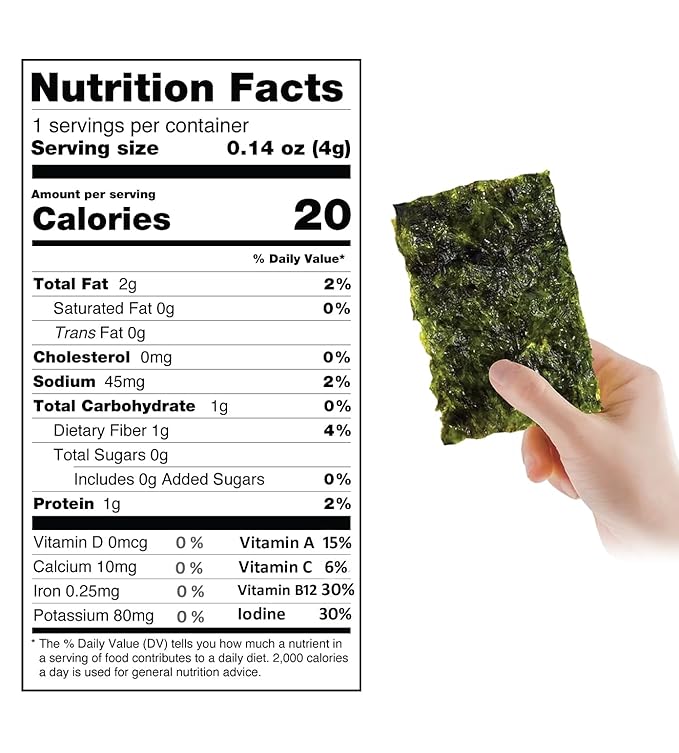 KIMNORI Seasoned Seaweed Snacks Sheets – Organic Sea Salt Flavor, 12 Individual Packs, Roasted Crispy Premium 100% Natural Laver Kim Nori, 4g 0.14 Ounce