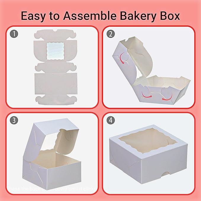 JCXGRVC 50Pack 4x4x2 Inch Cookie Boxes with Window Bakery Boxes Treat Boxes Truffle Boxes Party Wedding Favor