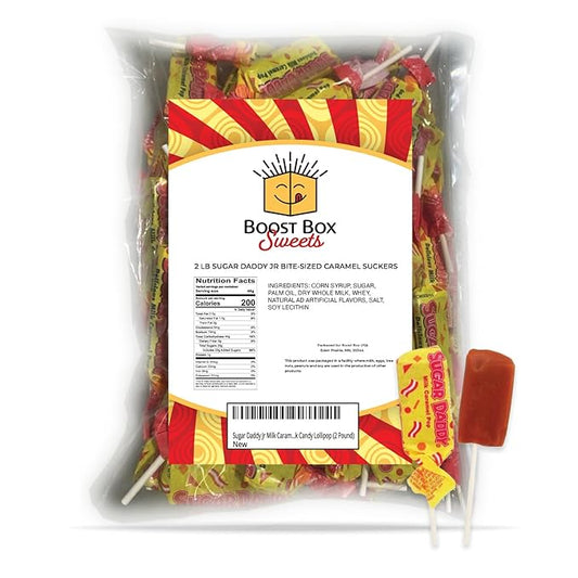 Sugar Daddy Jr Milk Caramel Pop Miniature Sucker Individually Wrapped Bulk Candy Lollipop (2 Pound)