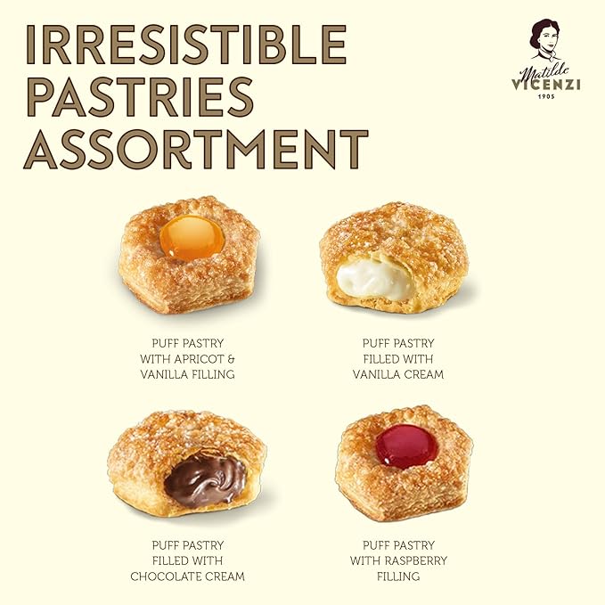 Matilde Vicenzi Millefoglie D'Italia Cookie Tin - Imported Assortment of Italian Butter Cookies & Crispy Tea/Coffee Pastries, Kosher Dairy - Gift Box for Thanksgiving, Holiday Gifting - 13.76oz (390g)