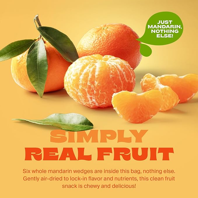 Whitney Jordan Naturals Air-Dried Mandarin Wedges 2 Oz, Pack of 10 - Dried Fruit Snack - Contains 6 Mandarins - No Sugar Added, Gluten-Free, Vegan, Chewy Real Fruit for Healthy Snacking On-the-Go