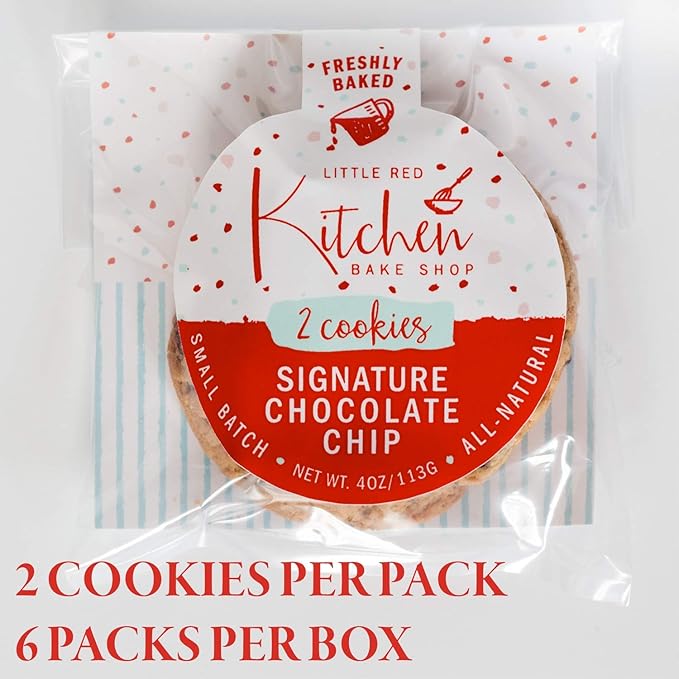 Fresh Baked Chocolate Chip Cookies - 1 Dozen - Gourmet Gift Box – Gifts For Men & Women – Soft Cookies - Little Red Kitchen Bake Shop