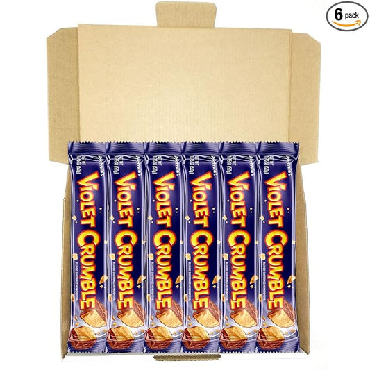 Violet Crumble Milk Chocolate Honeycomb Bars – 6-Pack – 1.76 oz Each – Made in Australia