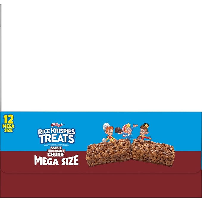 Rice Krispies Treats Mega Bars Large Marshmallow Snack Bars, Kids Snacks, Double Chocolatey Chunk, 36oz Box (12 Count)