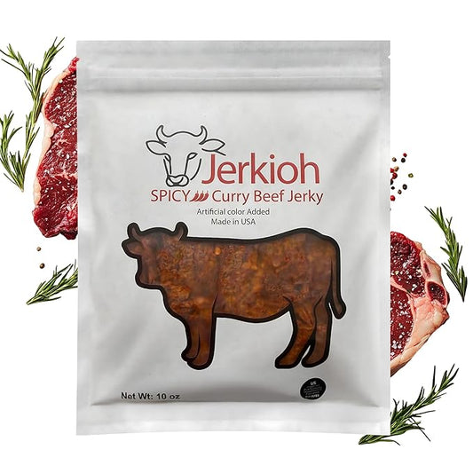 Jerkioh Spicy Curry Premium Beef Jerky – Authentic Vietnamese Street Food Flavor with Chili Heat | Gourmet Tender & Savory Strips | High-Protein, Low-Fat Snack | Portable On-the-Go Pack, 10 oz