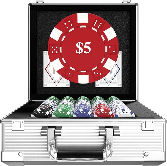 HEITOK 600 Piece Poker Chip Set for Texas Holdem - 11.5g Heavyweight Professional Casino Style Chips with Denominations - Aluminum Carrying Case, Cards, and Dealer Buttons for Adult Game Night