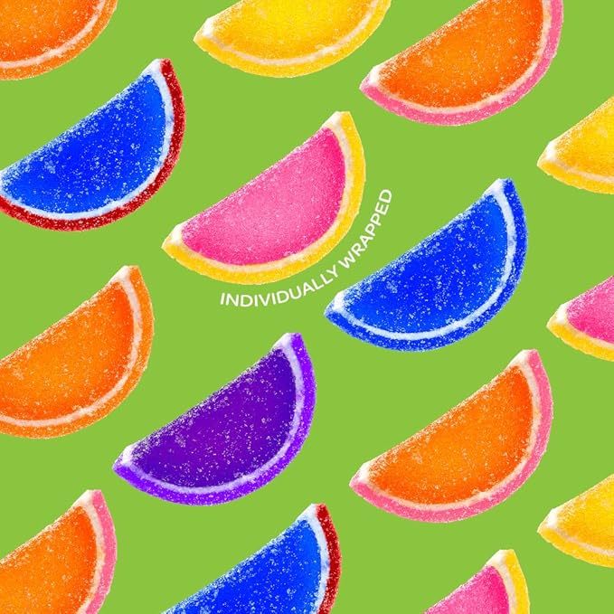 Fruit Slices - 2 Pound Bulk Pack (About 60 Count) - Jelly Candy - Assorted Flavors - Individually Wrapped Fruit Slices Candy for Holiday Snacking and Gifting
