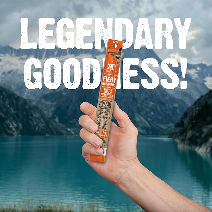 Righteous Felon Meat Sticks | 100% Grass Fed Beef | Keto, Gluten-Free, Low Sugar, High Protein Healthy Snacks | Valentines Day Jerky Gifts for Men | Fiery Habanero Beef Sticks, 24 Count