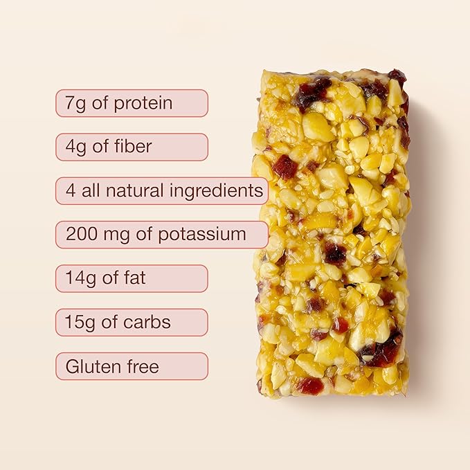 ToYou Gluten Free Chewy Fruit and Nut Bars - Healthy Protein Snacks | Peanut Butter Cranberry - 1.41 Ounce (Pack of 12) | Soft Chewy, Vegan, Fiber-Packed Granola Bars for Adults and Kids, Made with Natural Ingredients