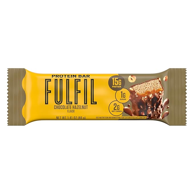 FULFIL Protein Snack Bars, Chocolate Hazelnut Flavored, Gluten Free with 15g Protein, Pantry Staples, 12 Count
