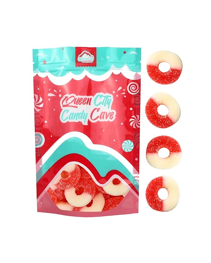 Watermelon Gummy Rings Candy - Fresh, Soft, and Chewy Sugar Dusted Gourmet Watermelon Gummy Candy Rings (2 Pound)