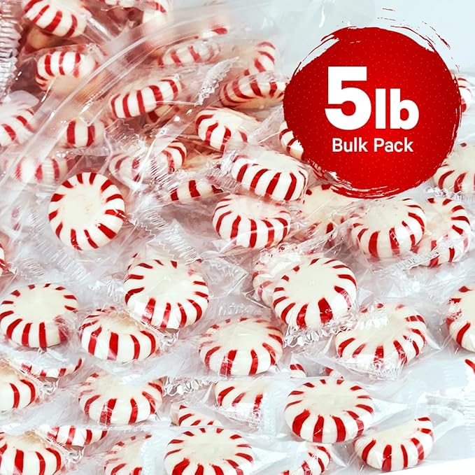 Starlight Peppermints Individually Wrapped Candy, 5 Pound Bulk Pack, Sweets for On the Go Refreshment, Perfect Peppermint Candy for Office.