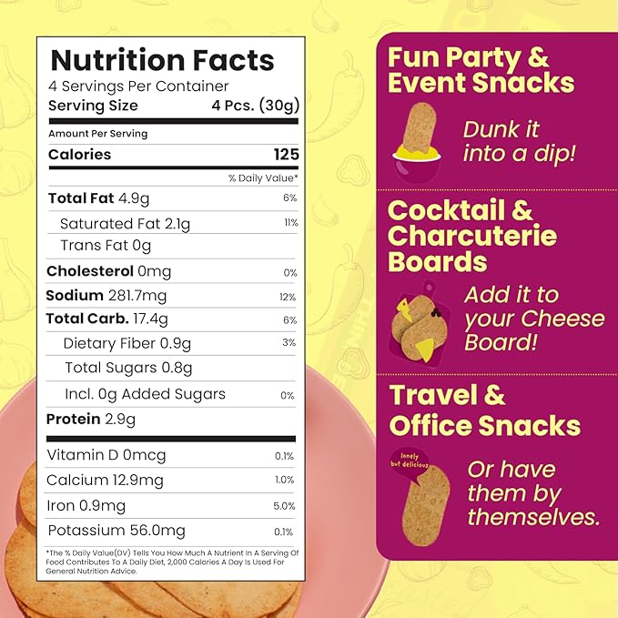 Disc-O Thins Whole Wheat Crackers - Crunchy Roasted Snack, High-Fiber & Low-Fat On-the-go Snack Chips, 96pcs (Garlic Bread) - Friendly, Healthy Travel Snack, Non-GMO - Great w/ Cheesy Dips, Salsa, or Beer