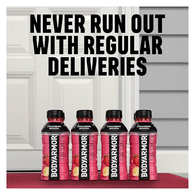 BODYARMOR Sports Drink, Strawberry Banana, Electrolyte Drink Hydration, 16 Fl Oz Bottles (12 Pack), Flavored Coconut Water with B Vitamins & Antioxidants