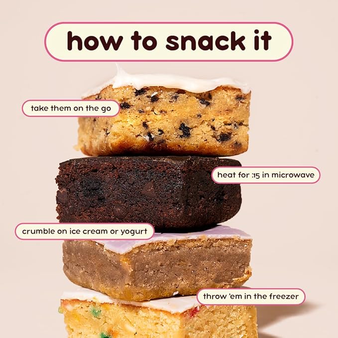 Prime Bites High Protein Brownie (12 Per Box, Variety Pack) - 19g of Protein, 5g of Collagen, Gluten Free, Low Sugar Treat, Delicious Protein Snack