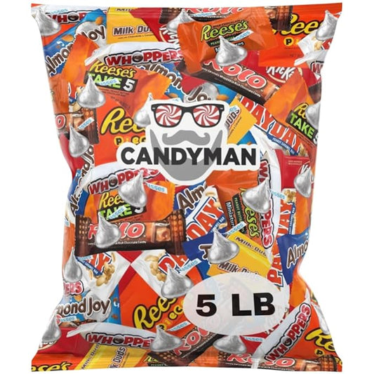 CANDYMAN 5 Pound Gift Box Mix of Chocolate, Individually Wrapped Assorted Bulk Candy Chocolates Variety Pack, Perfect for Holiday Candies, Valentine's Day