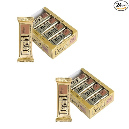 David Protein Bar, Salted Peanut Butter, 24 Protein Bars | 28g of Protein | 150 Calories | 0g of Sugar - High Protein, Low Carb, Gluten Free Protein Bar, Pack of 24
