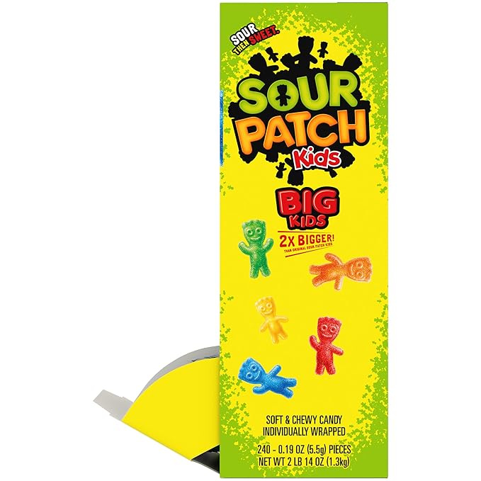 SOUR PATCH KIDS Big Kids Individually Wrapped Soft & Chewy Candy, Bulk Candy, 240 Count Box