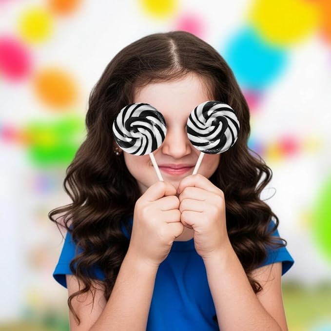 Black and White Swirl Lollipops,50pcs Pack of Suckers Individually Wrapped, Ideal Candy Lollipops for Kids’ Parties, Gift Bags and Celebration Decorations, Tasty Lollipop Candy that Everyone Will Love
