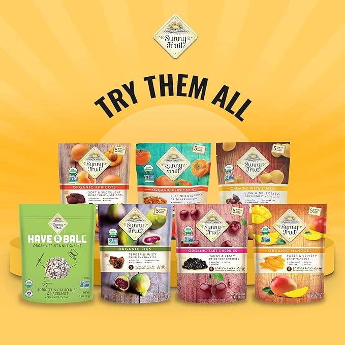 Sunny Fruit Soft Organic Turkish Dried Apricots - 6 Bags (30 Individual Portion Packs) | No Preservatives, No Sugar Added | Healthy, Convenient Snack Packs | ORGANIC, NON-GMO, VEGAN, HALAL, KOSHER