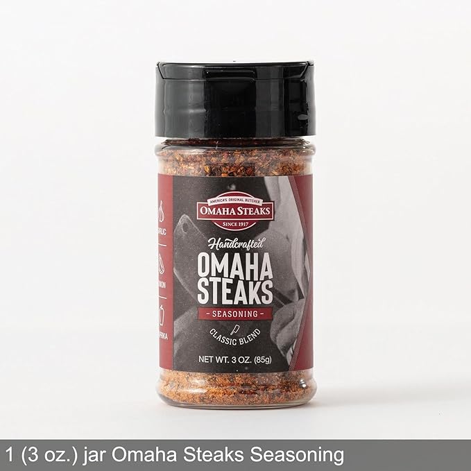 Omaha Steaks Classic Gift Pack (4 Butcher's Cut Filet Mignons, 4 Air-Chilled Boneless Chicken Breasts, 4 PureGround Filet Mignon Burgers, Fully Cooked Meatballs, 4 Gourmet Jumbo Franks, 4 Individual Scalloped Potatoes, 4 Caramel Apple Tartlets, 1 jar O...