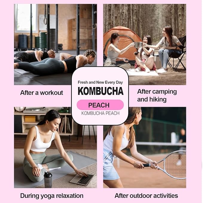SONGWON Peach Kombucha Powder Sticks - Low Calorie, Naturally Sweetened, Refreshing & Effervescent Drink Mix - Ideal for Fitness, Outdoor Activities & Iced Tea - 30 Sticks (1.76 oz / 50g)