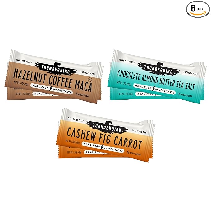 Thunderbird Real Food Bars, Seasonal Variety Pack, Gluten Free, Paleo, Vegan Snack Food Bars, 61.2 Ounce