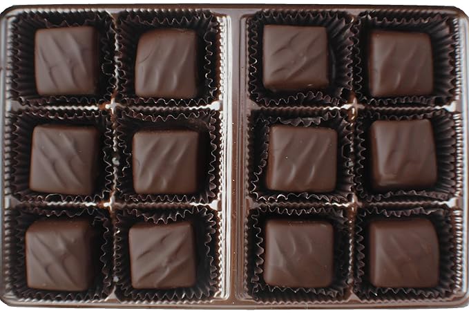 Vermont Nut Free Chocolates Boxed Chocolate Caramels (Dark Chocolate) 12-Piece, Nut-Free, Egg-Free, Kosher
