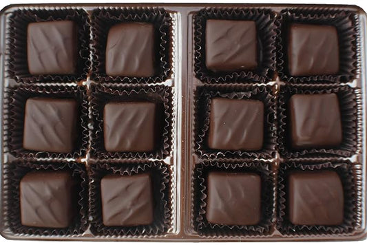 Vermont Nut Free Chocolates Boxed Chocolate Caramels (Dark Chocolate) 12-Piece, Nut-Free, Egg-Free, Kosher