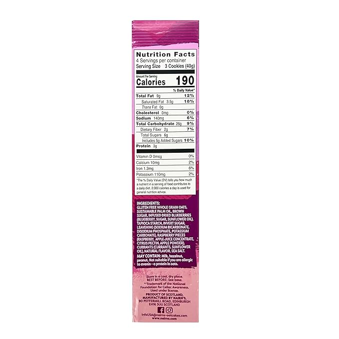 Nairn's Gluten Free Blueberry and Raspberry Breakfast Biscuits, 5.64oz