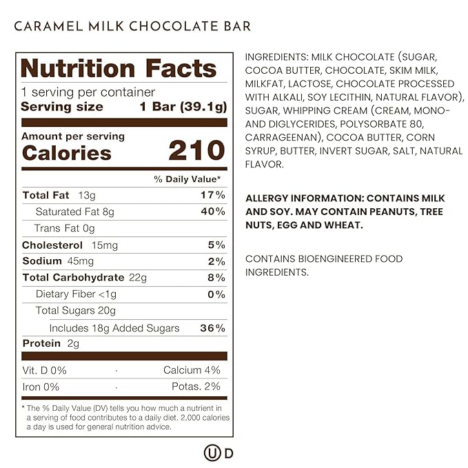 Ethel M Chocolates Premium Milk Chocolate Caramel Filled Bars, Individually Wrapped Chocolate Candy Bars, for Gifting, Holidays & Everyday Indulgence (8 Pieces)