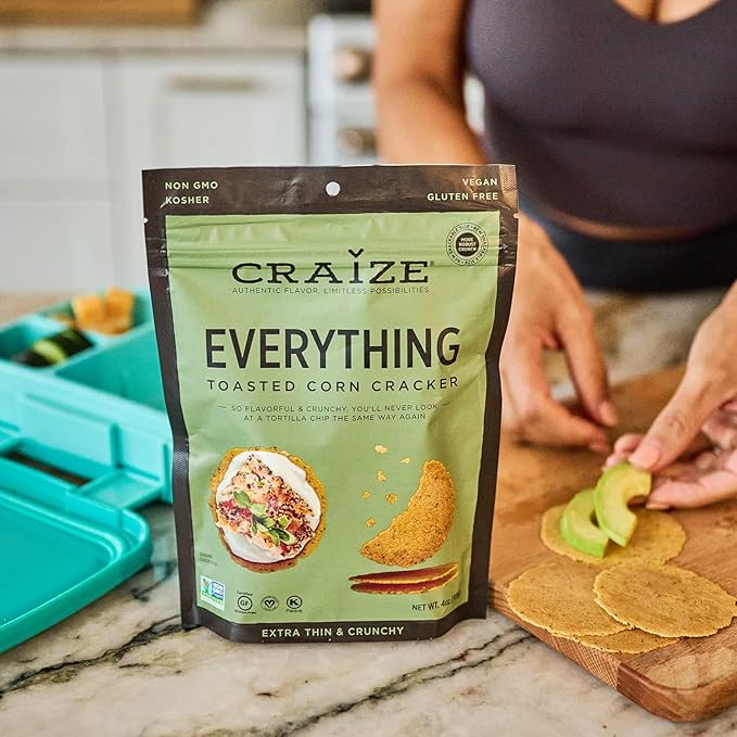Craize Classics Sampler | Sweet Corn, Coconut, Everything, Guava Crisps | Gluten Free, Vegan, Kosher, Toasted Corn Crackers | 4 pack, 4 oz each