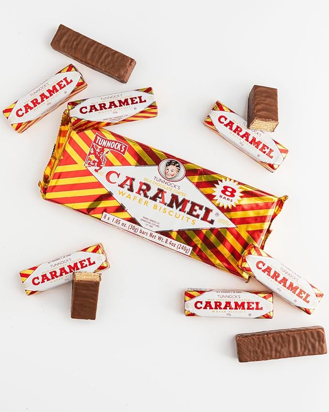 Tunnock's Real Milk Chocolate Caramel Wafers 8 Pack of 30g (Pack of 1)
