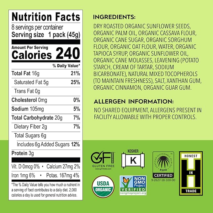 Once Again Sunflower Butter Graham Sandwiches - Gluten Free Snacks for Kids & Adults - Sandwich Crackers with Organic Sunflower Seed Butter - Vegan, Nut Free Snacks for Lunch & School, 24 Count
