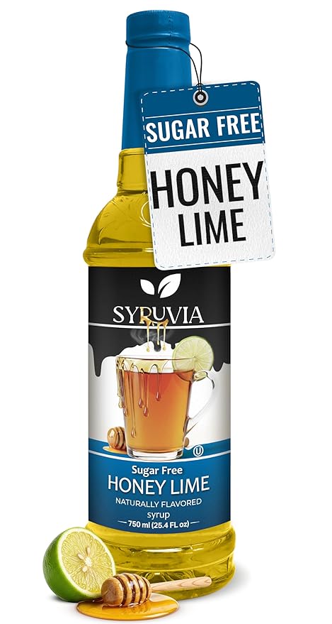 Syruvia Sugar Free Honey Lime Flavored Syrup for Drinks, Cocktails, Mocktails, Iced Teas and Desserts – 25.4 fl oz