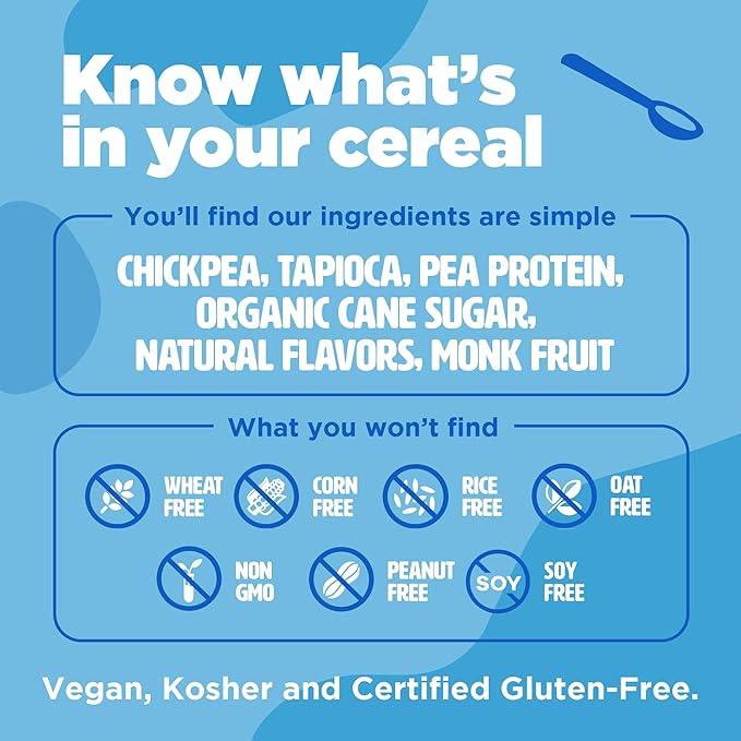 Plant-Based and Vegan Breakfast Cereal by Three Wishes - Frosted, 1 Pack - More Protein and Less Sugar Snack - Gluten-Free, Grain-Free - Non-GMO