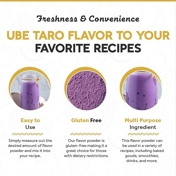 Fanale Premium Ube Taro Bubble Tea Flavoring Powder | Purple Sweet Potato Powder | Perfect for Baking, Smoothies, Desserts and Drinks | Instant Flavoring Powder for Boba Milk Tea | PWD010-B-USA