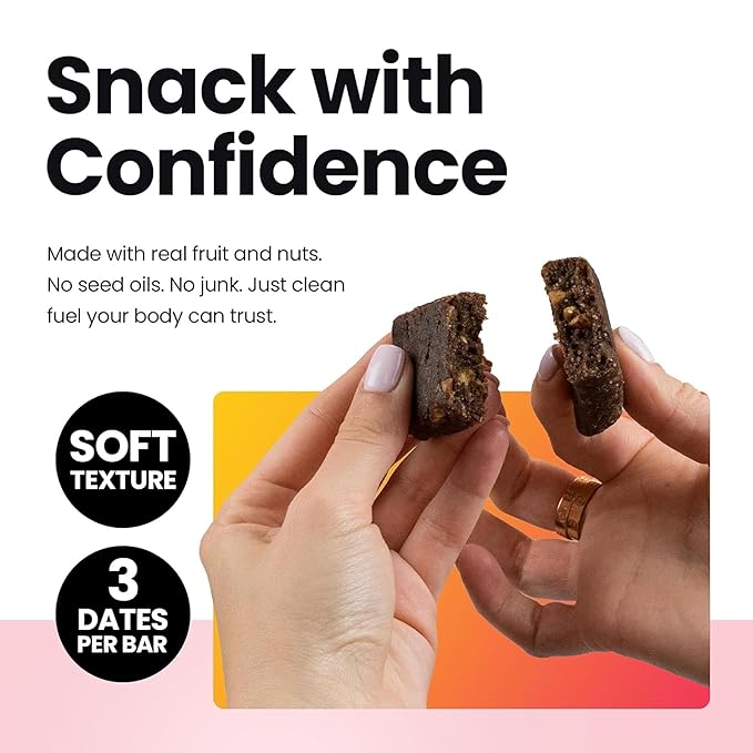 Bahamii Snack Bars, Made with Dates & Nuts, Healthy Snacks, Gluten Free, Good Source of Fiber, Only 6 Ingredients, For Kids & Adults, No Added Sugar, Vegan, 4 Pack, Chocolate Almond