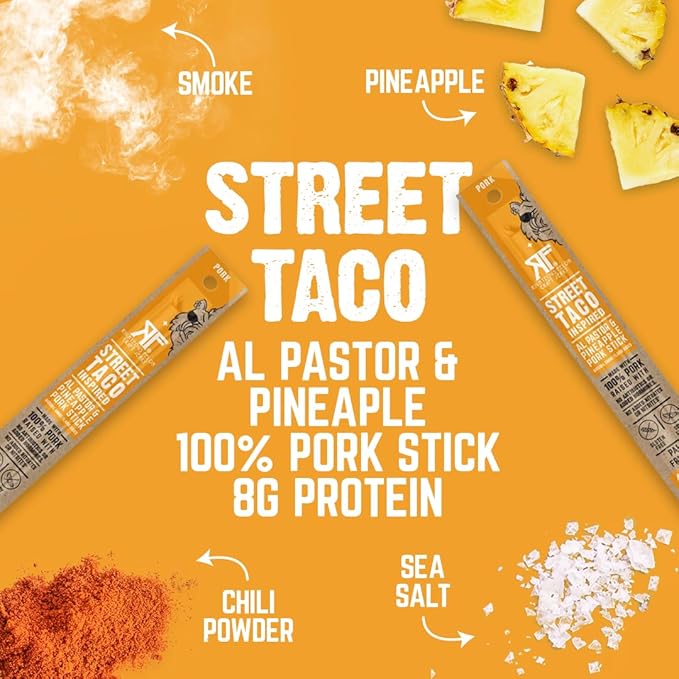 Righteous Felon Meat Sticks | 100% Pork Sticks | Keto, Gluten-Free, Low Sugar, High Protein Healthy Snacks | Valentines Day Jerky Gifts for Men | Street Taco Pork Sticks, 24 Count