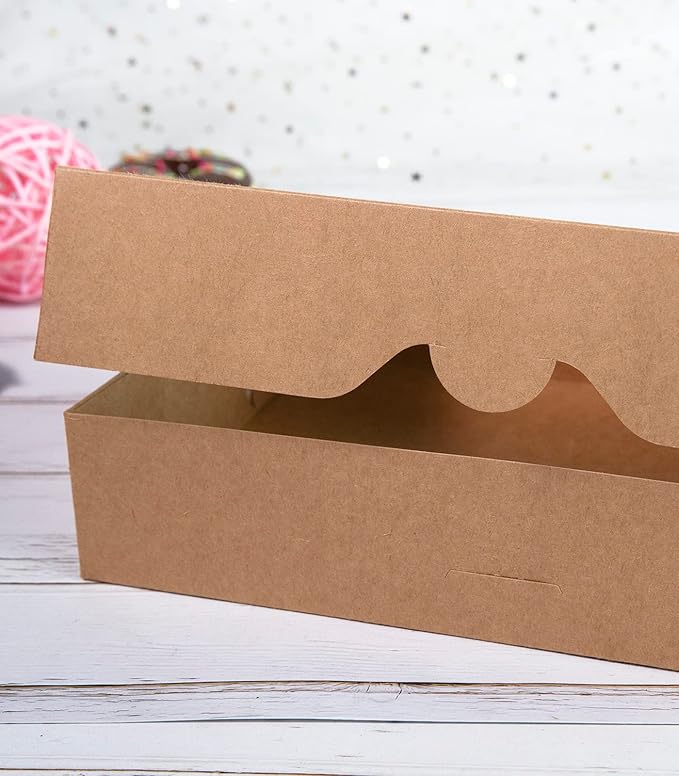 SOROO 15-PACK Pastry Bakery Box 16x11x2.75inch,Brown Large Donuts,Muffins,Cookies Boxes with PVC Window Auto-Pop up Paper Box Nature Cardboard Take Out Container,Hold 12 Donuts,Pack of 15