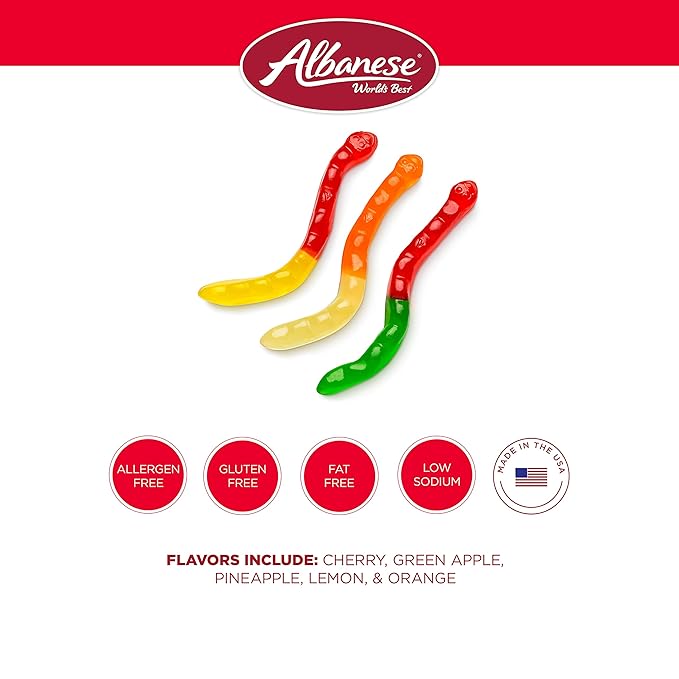 World's Best Large Assorted Fruit Gummi Worms, 5lbs of Candy 628137
