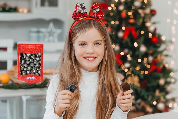 Fruidles Christmas Coal Chocolate, Milk Chocolate Party Bag Fillers, Individually Wrapped Foils, Resealable Bag, Kosher Certified Dairy (1 Pound)