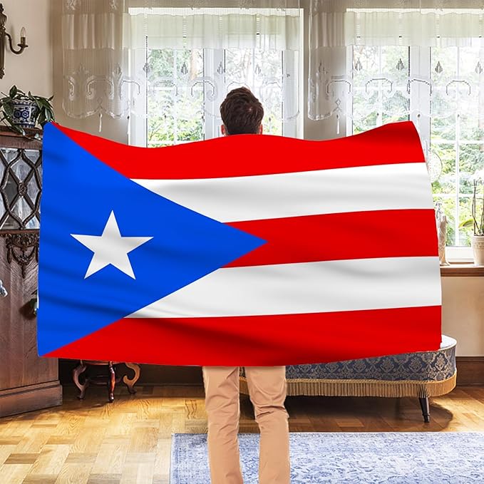 AhfuLife Puerto Rico Flag 3x5 Ft 2 Pcs, Large Puerto Rican Flags for Outside - Double Side with Brass Eyelets for Puerto Rican Party Decorations, Soccer Party Bar Garden Decoration Indoor Outdoor