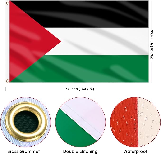AhfuLife Palestine Flag Palestinian flag 3 x 5 Ft, Large Palestine Flags for Outside, Double Side with Brass Eyelets for Independence Day Party Decorations Indoor Outdoor