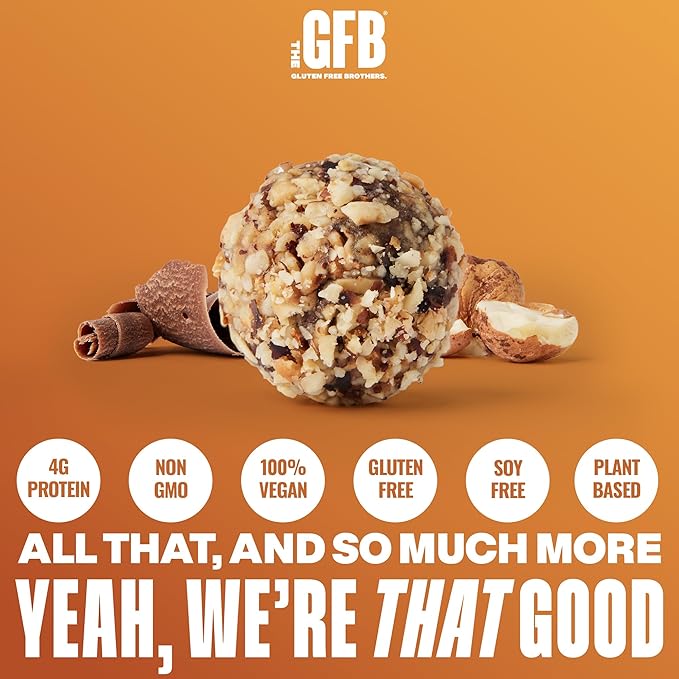 The GFB Dark Chocolate Hazelnut Protein Bites - Gluten Free, Plant Based, Non GMO, Sustainably Made – Ridiculously Tasty, Healthy, Vegan, Protein Energy Balls, 4 oz (4 Count)