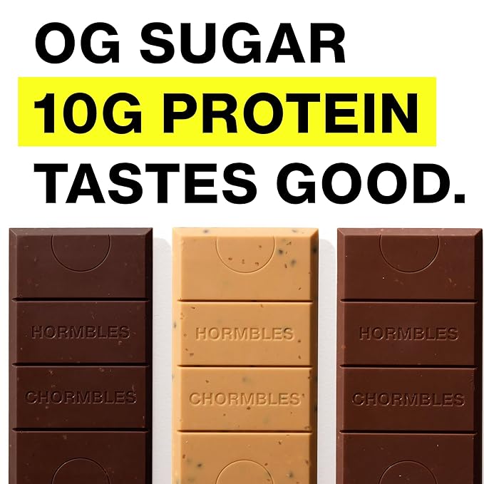 Hormbles Chormbles Protein Candy Bars, Variety Pack, 10g Protein, 0g Sugar, Milk Chocolate, Peanut Butter, Salted Fudge Candy With Crunchy Pieces, Sugar Free Snacks or Dessert, 9 Pack