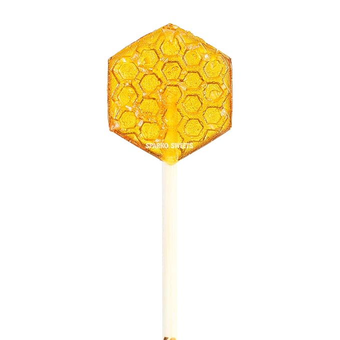 Sparko Sweets Sea Salt Honeycomb Lollipops, Made in USA, No Artificial Ingredients, No Corn Syrup, 40 Pieces, 1.3-inch Diameter, 1.5 lbs, Gold – Ideal for Tea Stirrers, Sore Throat Remedy, and Gifts