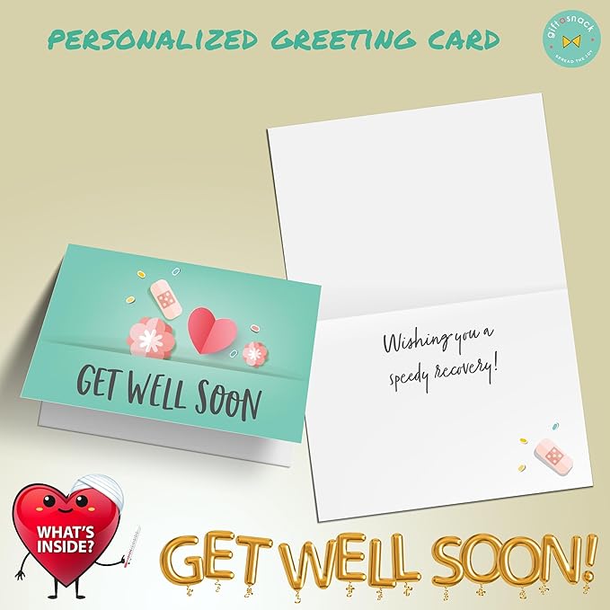 Gift A Snack - Get Well Soon Snack Box Variety Pack Care Package + Greeting Card (45 Count) Feel Better Sweet Treats Gift Basket, Candies Chips Crackers Bars - Office Food Assortments